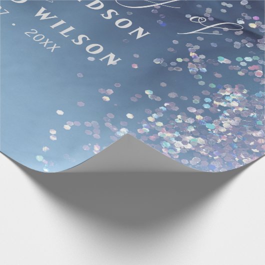 Blauwe en paarse alcoholinkt met glitter mystic cadeaupapier (Hoek)