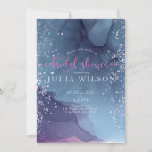 Blauwe en paarse alcoholinkt met glitter mystic kaart (Voorkant)