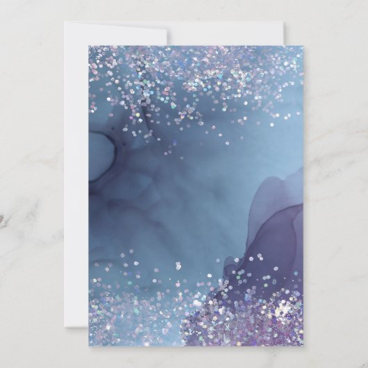 Blauwe en paarse alcoholinkt met glitter mystic kaart (Achterkant)