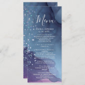 Blauwe en paarse alcoholinkt met glitter mystic menu (Voorkant / Achterkant)