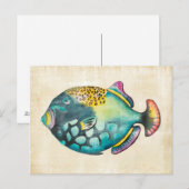 Blauwe en Paarse aquariumvis Briefkaart (Voorkant / Achterkant)