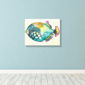 Blauwe en Paarse aquariumvis Canvas Afdruk (Insitu (Houten vloer))