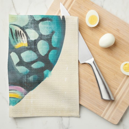 Blauwe en Paarse aquariumvis Theedoek (Quarter Fold)