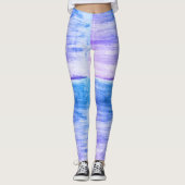 Blauwe en Paarse Artsy Swirls Leggings (Voorkant)
