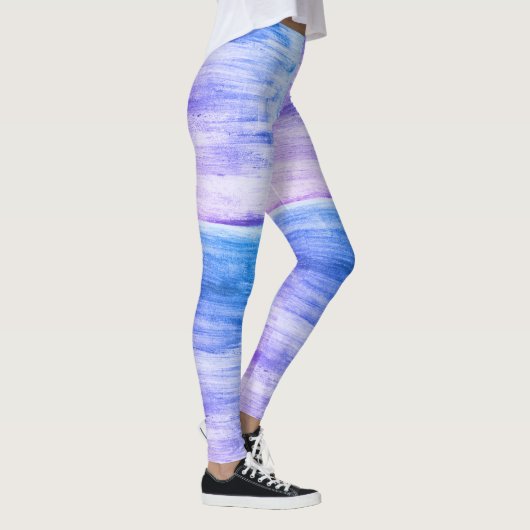 Blauwe en Paarse Artsy Swirls Leggings (Rechts)