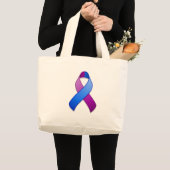 Blauwe en Paarse Awareness Ribbon Bag Grote Tote Bag (Voorkant (product))