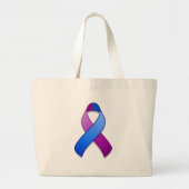 Blauwe en Paarse Awareness Ribbon Bag Grote Tote Bag (Voorkant)