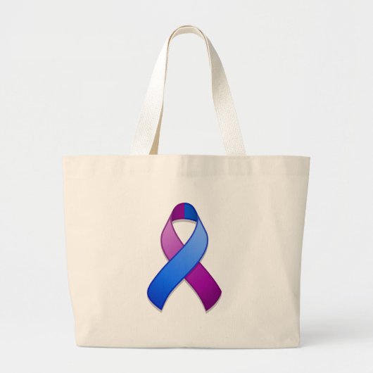 Blauwe en Paarse Awareness Ribbon Bag Grote Tote Bag (Voorkant)