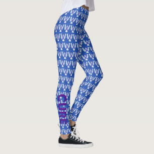Blauwe en Paarse bewustwording Leggings Ribbon Ang