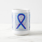 Blauwe en Paarse bewustwording Ribbon Angel Art Mo Koffiemok (Center)