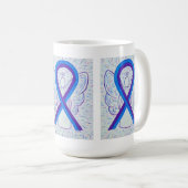 Blauwe en Paarse bewustwording Ribbon Angel Art Mo Koffiemok (Voorkant rechts)