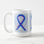 Blauwe en Paarse bewustwording Ribbon Angel Art Mo Koffiemok (Links)