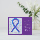Blauwe en Paarse bewustwording Ribbon Angel Briefk Briefkaart (Staand voorkant)