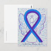 Blauwe en Paarse bewustwording Ribbon Angel Briefk Briefkaart (Voorkant / Achterkant)
