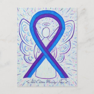Blauwe en Paarse bewustwording Ribbon Angel Briefk Briefkaart
