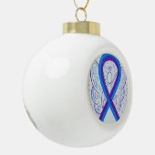 Blauwe en Paarse bewustzijn Ribbon Angel-Ornamente Keramische Bal Ornament (Links)