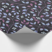 Blauwe en Paarse bladeren Cadeaupapier (Hoek)