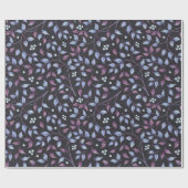 Blauwe en Paarse bladeren Cadeaupapier (Vlak)