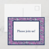 Blauwe en Paarse Bladeren Uitnodiging Briefkaart (Voorkant / Achterkant)