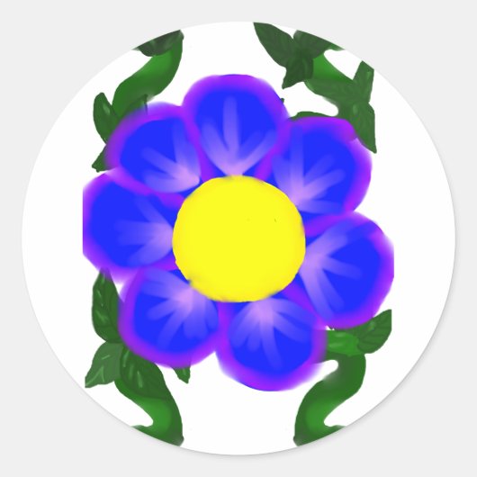 Blauwe en paarse bloem sticker (Voorkant)