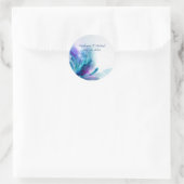 Blauwe en Paarse Bloemen Bruiloft Envelop Seal Ronde Sticker (Tas)