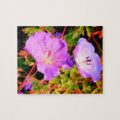 Blauwe en paarse bloemen legpuzzel (Horizontaal)
