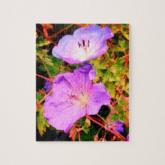 Blauwe en paarse bloemen legpuzzel (Verticaal)