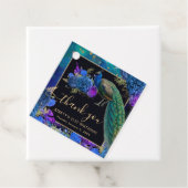 Blauwe en Paarse Bloemen Pauw Verjaardag Bedankjes Labels (In situ)