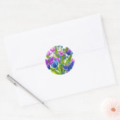 Blauwe en Paarse Bloemen Sticker met Vlinders (Envelop)