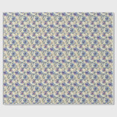 Blauwe en Paarse Bloemen Verjaardag Gift Wrap Wrap Cadeaupapier (Vlak)