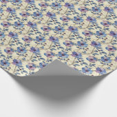 Blauwe en Paarse Bloemen Verjaardag Gift Wrap Wrap Cadeaupapier (Hoek)