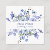 Blauwe en Paarse Boho | Floral Vierkante Visitekaartje (Voorkant)