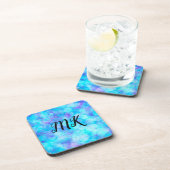 Blauwe en Paarse Bokeh Bubbles Bier Onderzetter (Rechterzijde)