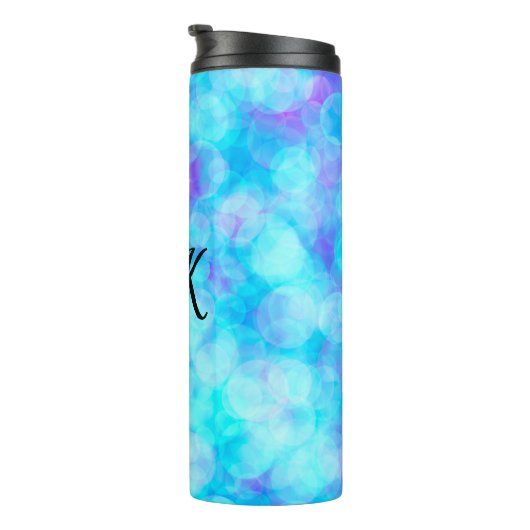 Blauwe en Paarse Bokeh Bubbles Thermosbeker (Geroteerd rechts)