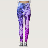 Blauwe en Paarse botanische Floral Toile No.1 Leggings (Voorkant)