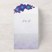 Blauwe en Paarse bruiloft All In One Uitnodiging (Buitenkant)