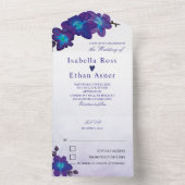 Blauwe en Paarse bruiloft All In One Uitnodiging (Binnen)
