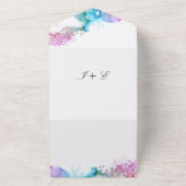 Blauwe en Paarse bruiloft All In One Uitnodiging (Buitenkant)