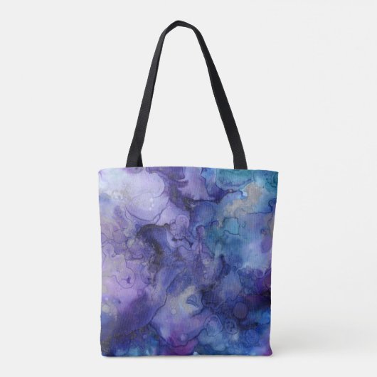 Blauwe en paarse canvas tas (Achterkant)