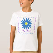 Blauwe en Paarse Daisy Bloemenmeisje T-shirt (Voorkant)