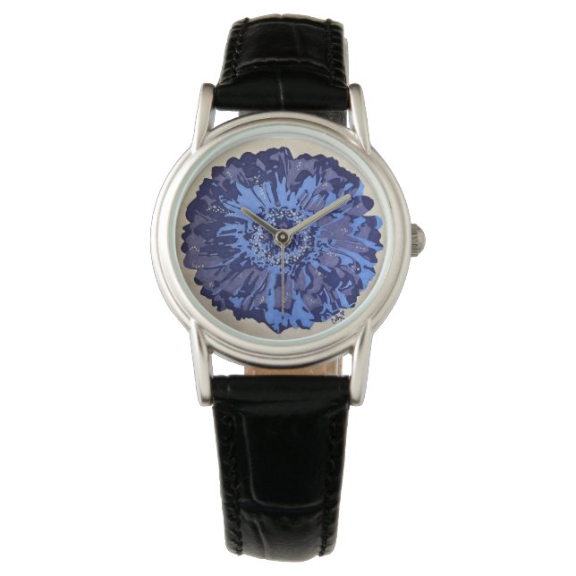 Blauwe en Paarse Daisy Horloge (Voorkant)