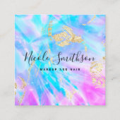 Blauwe en paarse digitale achtergrond vierkante visitekaartje (Voorkant)