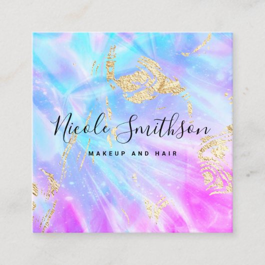 Blauwe en paarse digitale achtergrond vierkante visitekaartje (Voorkant)