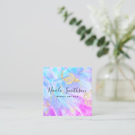 Blauwe en paarse digitale achtergrond vierkante visitekaartje (Staand voorkant)