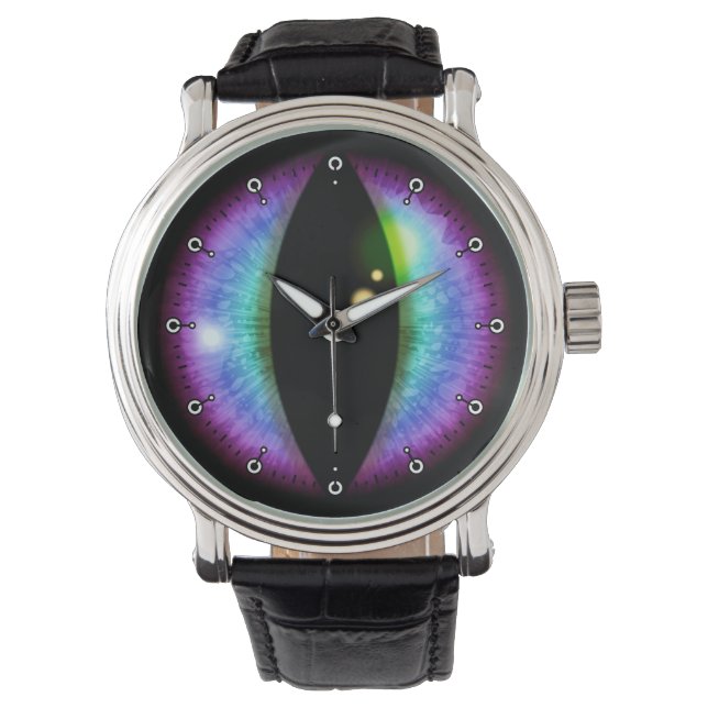 Blauwe en Paarse dragons Oogoog Horloge (Voorkant)