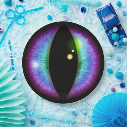 Blauwe en Paarse dragons Oogoog Papieren Bordje (Feest)