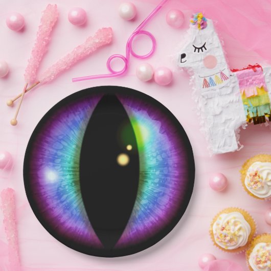 Blauwe en Paarse dragons Oogoog Papieren Bordje (Feest)