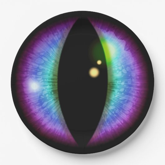 Blauwe en Paarse dragons Oogoog Papieren Bordje (Voorkant)