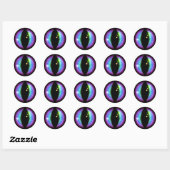 Blauwe en Paarse dragons Oogoog Ronde Sticker (Vel)