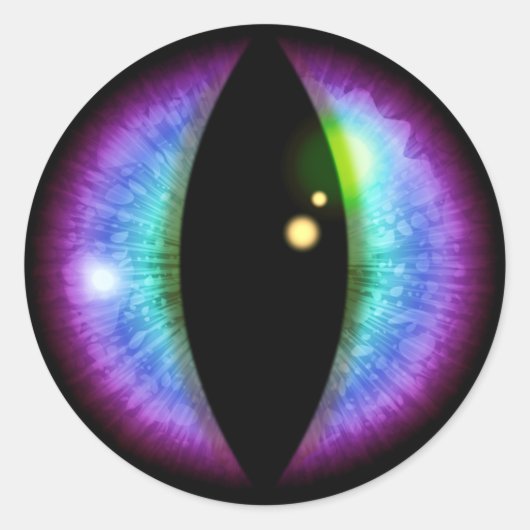 Blauwe en Paarse dragons Oogoog Ronde Sticker (Voorkant)